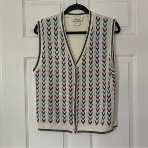 Vintage Tradition Knit Sweater Vest – Cream Multi Pattern